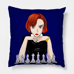 queens gambit in chess thinking, beth harmon art Pillow