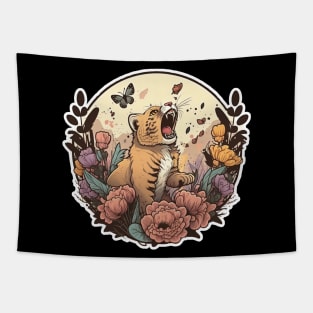 Roaring Water Colour Lion Tapestry