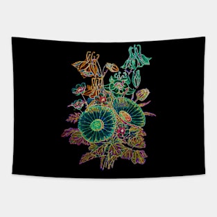 Black Panther Art - Glowing Flowers in the Dark 6 Tapestry