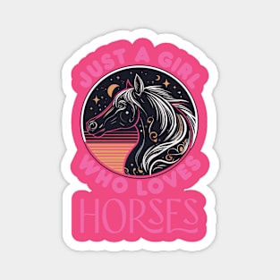 Just A Girl Who Loves Horses - Pink Text Magnet