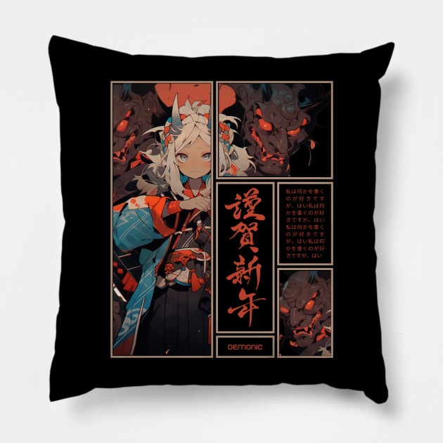 demonic anime girl Pillow by karpuz-sedign