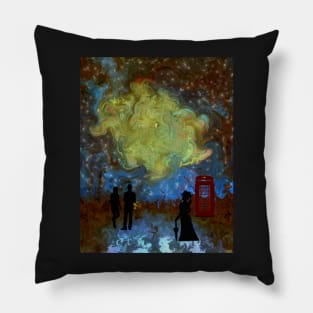 Time Traveler Phone Box Victorian Lady Man Woman Pillow