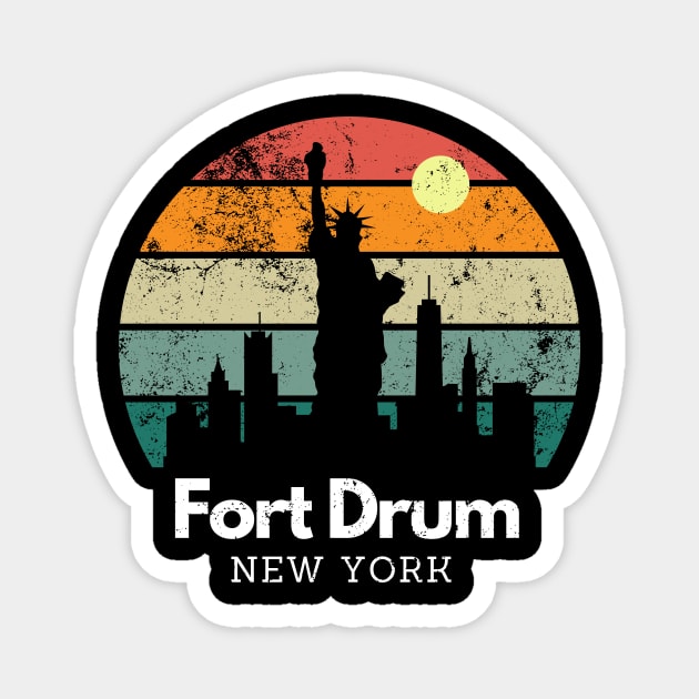 Fort Drum, NY // Vintage Sunset NY Skyline Magnet by Dear Military Spouse 