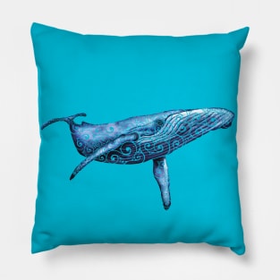 Swirly Blue Whale Pillow