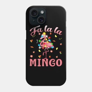 Fa La La Mingo Flamingo Christmas Tree Lights Tropical Xmas T-Shirt Phone Case