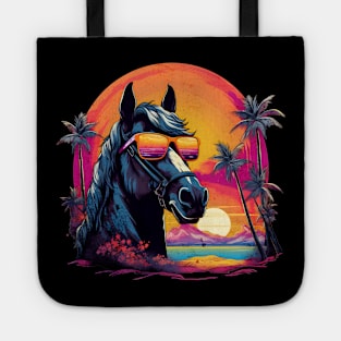 Retro Wave Friesian Horse Tote