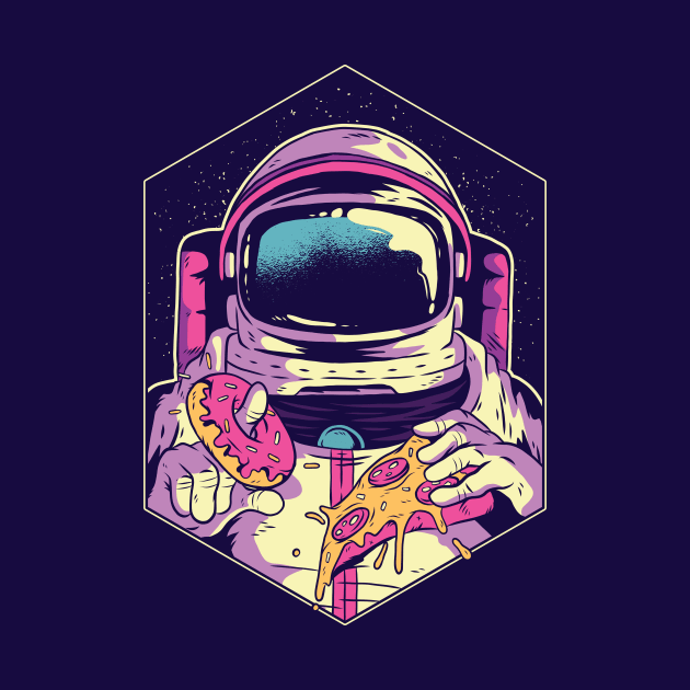 Astronaut with Pizza and Donut by SLAG_Creative