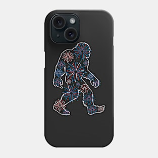 Patriotic Bigfoot Sasquatch Silhouette 4th of July Fireworks Phone Case