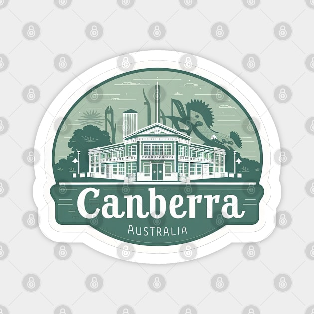 Canberra Australia Vintage Travel Sticker Magnet by POD24