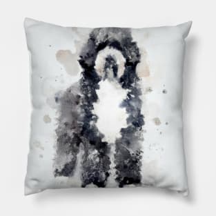 Portuguese Water Dog Watercolor Painting - Dog Lover Gifts Pillow