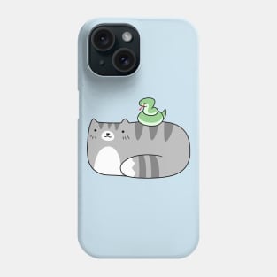 Blue Tabby Cat and Green Snake Phone Case