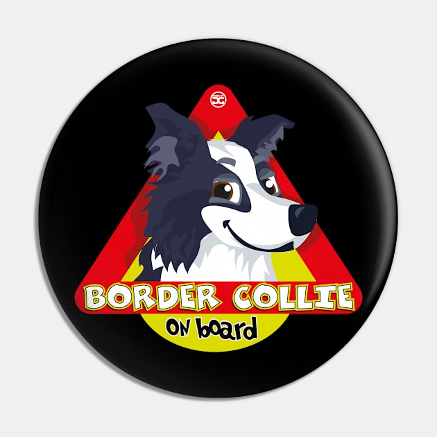 Border Collie On Board - Blue Pin by DoggyGraphics