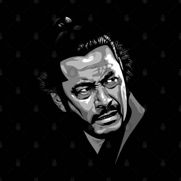 Toshiro Mifune greyscale by @johnnehill