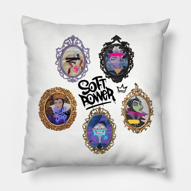 Soft Power! Evil Queens Cartoon Pillow by OrangeSdrew