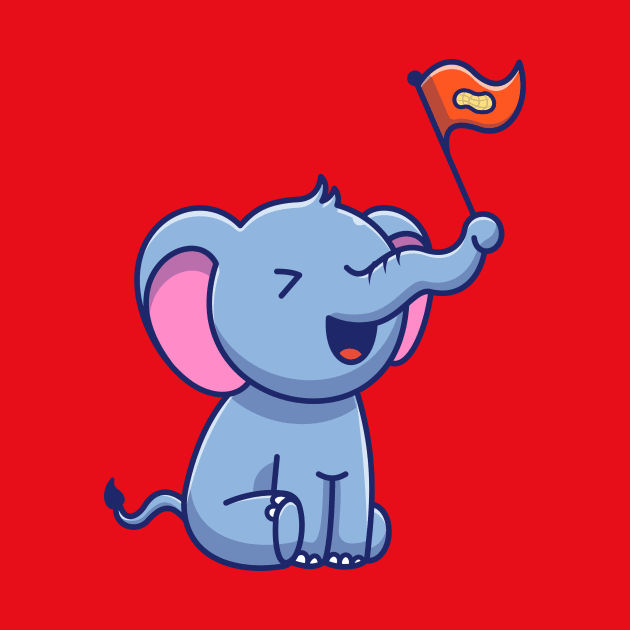 Cute Elephant With Nut Flag Cartoon by Catalyst Labs