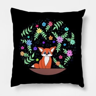 Fox in bloom Pillow