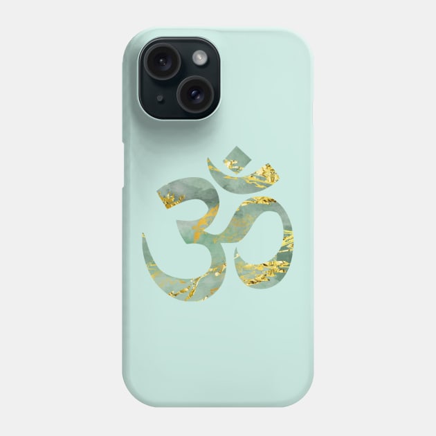 Ohm symbol in spiritual green and gold Phone Case by Olly Illustrated