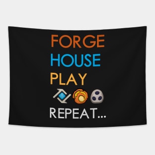 Keyforge Forge, House, Play, Repeat Board Game Graphic - Tabletop Gaming Tapestry