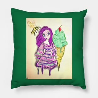 Ice Cream Girl with Bee Pillow