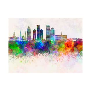 Detroit V2 skyline in watercolor background T-Shirt