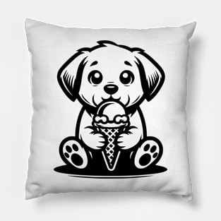 Cute Puppy Eating Ice Cream Pillow