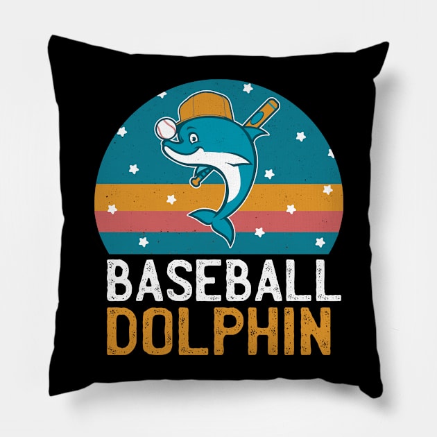 Baseball Dolphin! Vintage Fantasy Baseball Pillow by Johan13