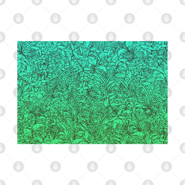 Pattern Grass Flower Field Line Art by HappyGiftArt