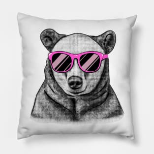 Pink Glasses Bear Pillow
