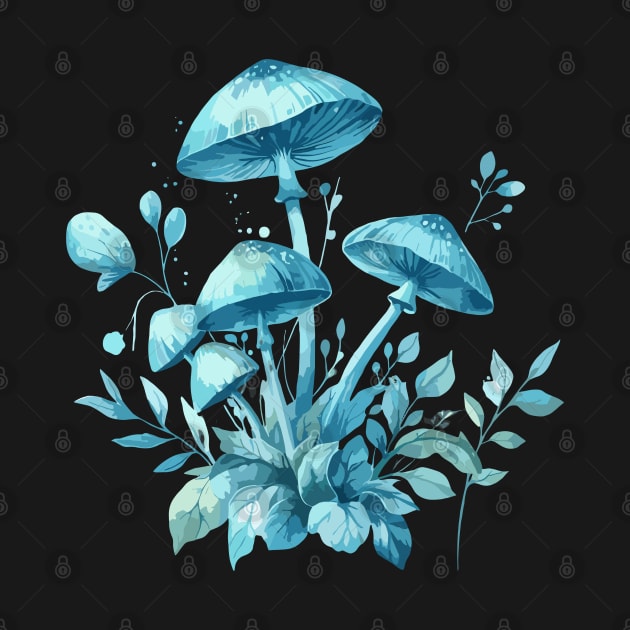 Blue Mushrooms by Siha Arts