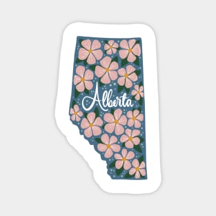 Alberta Wild Rose Hand Lettered Map Illustration Magnet