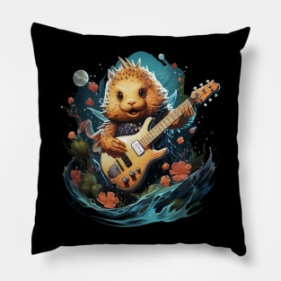 Puffer Fish Playing Guitar Pillow