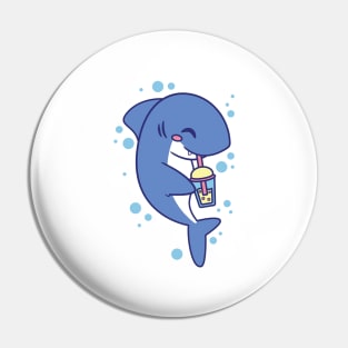 Shark Drinking Boba Tea Pin