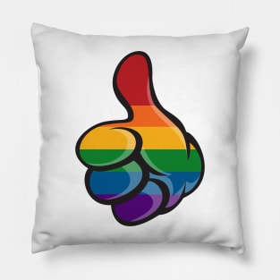 Large Gloved hand in LGBT Rainbow Pride Flag Colors Pillow