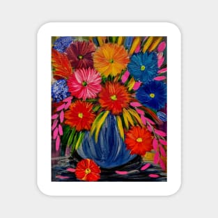 Colorful flowers in a bowl vase Magnet