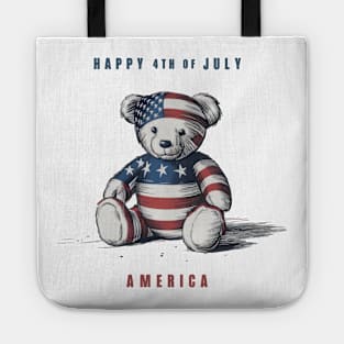 Patriotic Teddy Bear - Happy 4th of July Tote