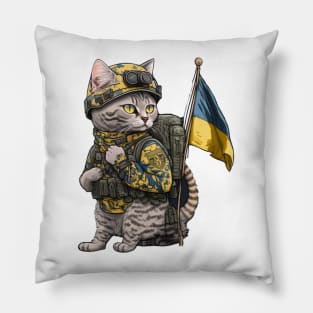 Cat Ukrainian Soldier Pillow