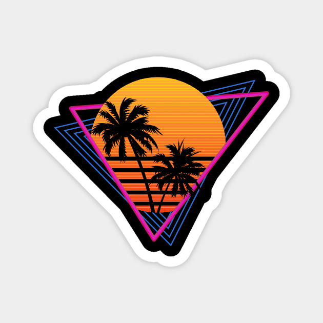 Retro Synthwave Inspired 80s Triangle Design Magnet by Brobocop