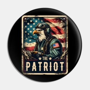 The Patriot Eagle Pilot Bird American Flag Tarot Card Pun Pin