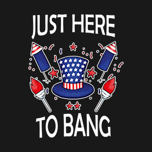 Just Here to Bang Funny 4th of July fireworks director T-Shirt