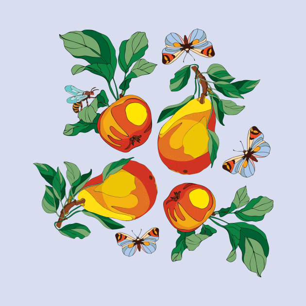 the fruits of the apple and pear plant, butterflies and wasps by EEVLADA