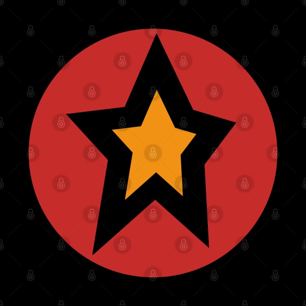 Small Gold Star Red Circle Graphic by ellenhenryart