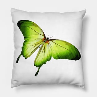 Green Butterfly Digital Painting Pillow