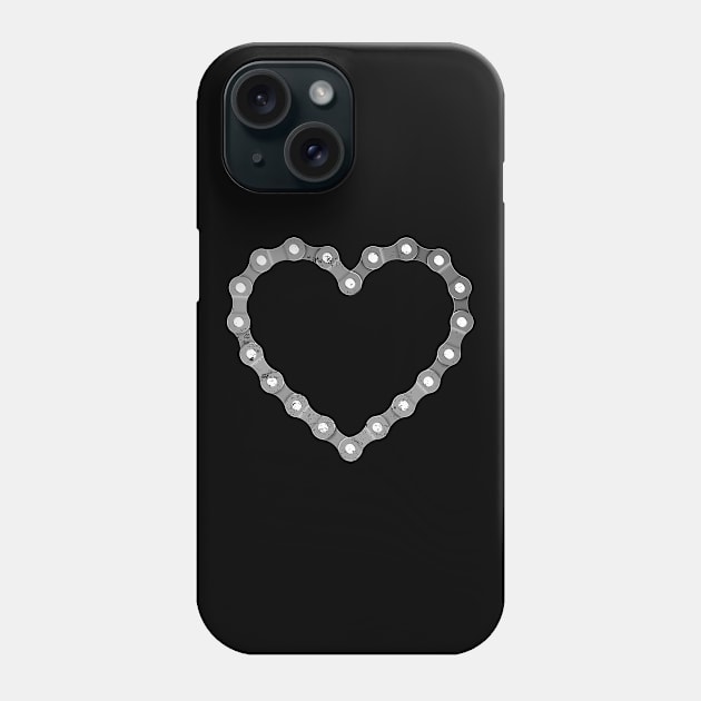 Heart Shaped Bike Chain Cycle Fan T Shirt Phone Case by SzarlottaDesigns