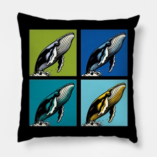 Vibrant Ocean Spectacle: Pop Art Whale Extravaganza Pillow