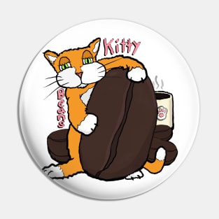 Kitty and coffee beans, a cafe cat for coffee lovers Pin