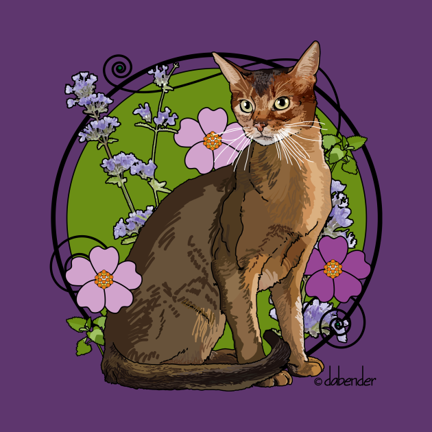 Discover Abyssinian Cat with Beach Roses - Cats - T-Shirt