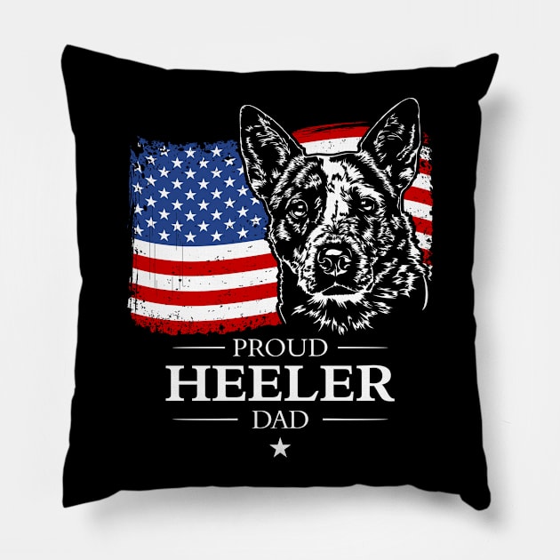 Proud Blue Heeler Dad American Flag Pillow by wilsigns