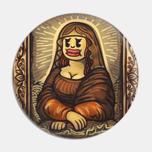 Colorful Mona Lisa in Cartoon Style Pin