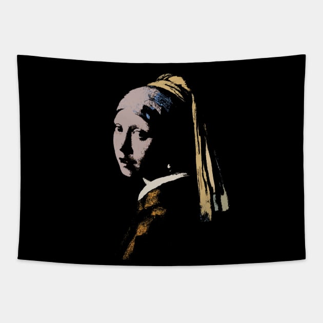 Girl with a pearl earring Tapestry by Paskwaleeno