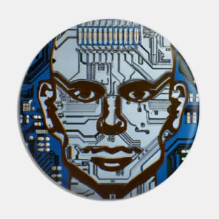 Blue Computer Circuit Man Pin